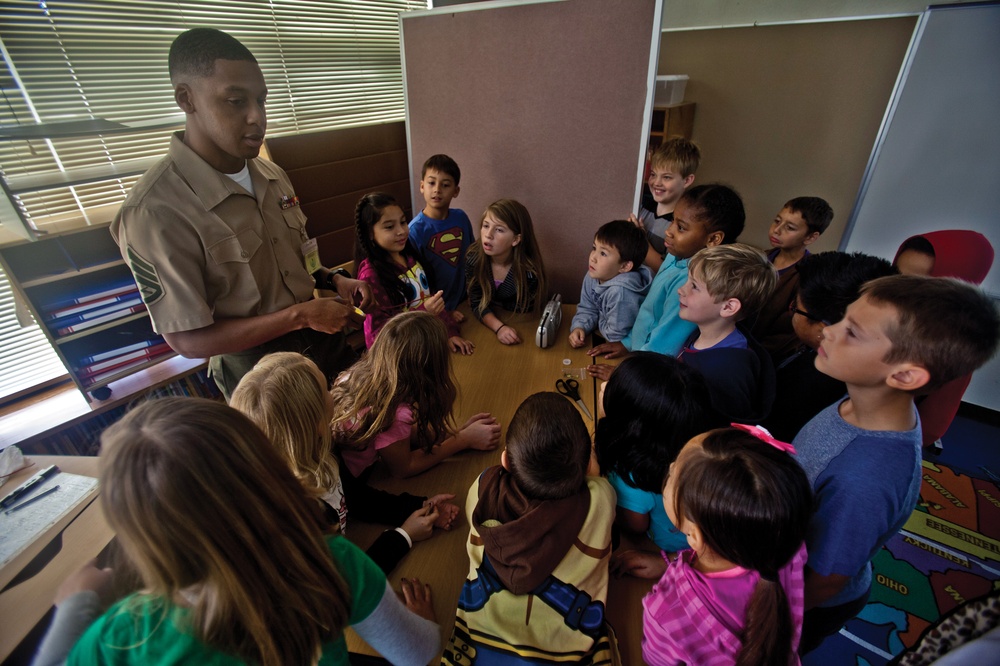 Elementary students inspired by Marines