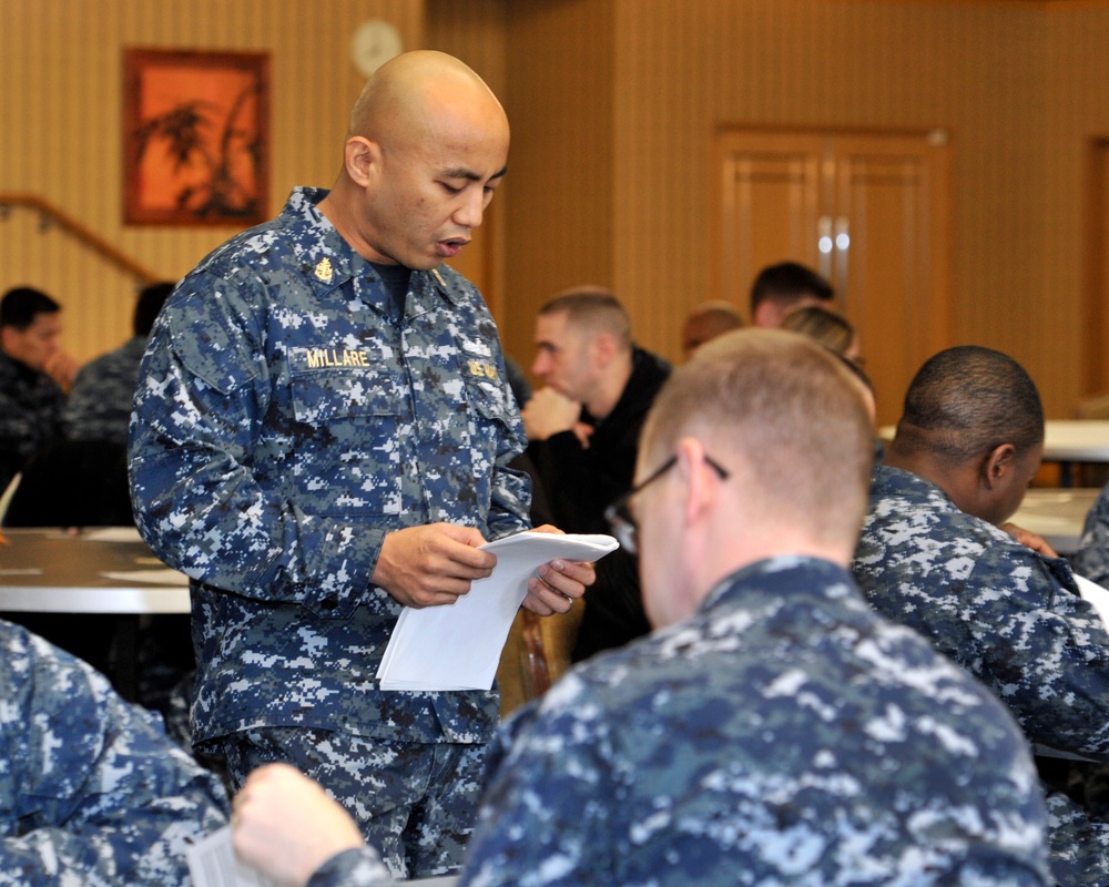 Navy Misawa sailors take Navy-wide E-7 exam