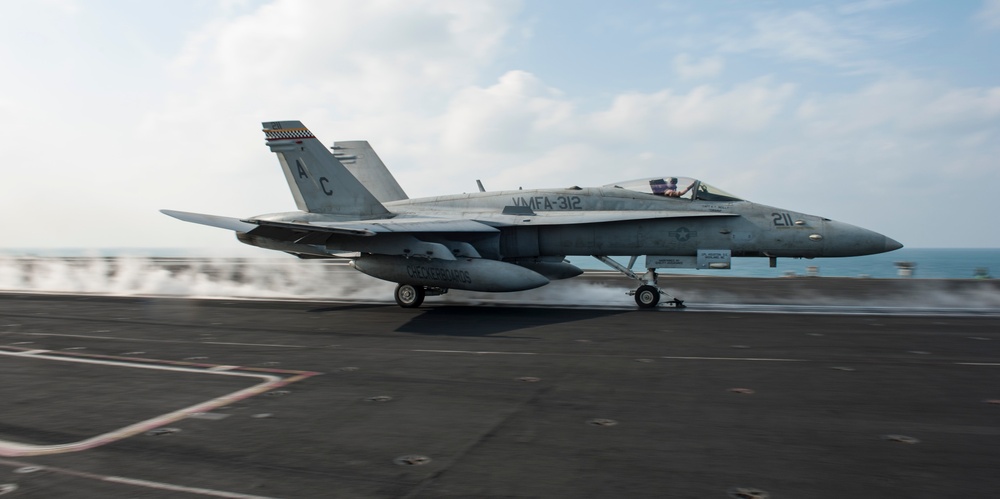F/A-18C Hornet launches from the flight deck