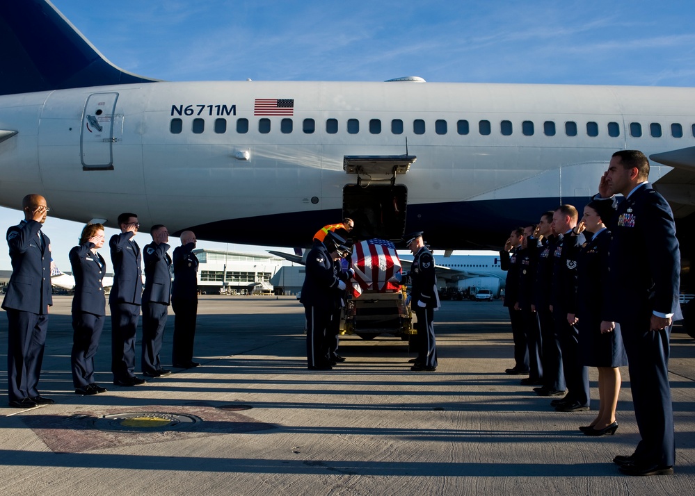 Dignified transfer of Chief Master Sgt. Joseph Hubbard
