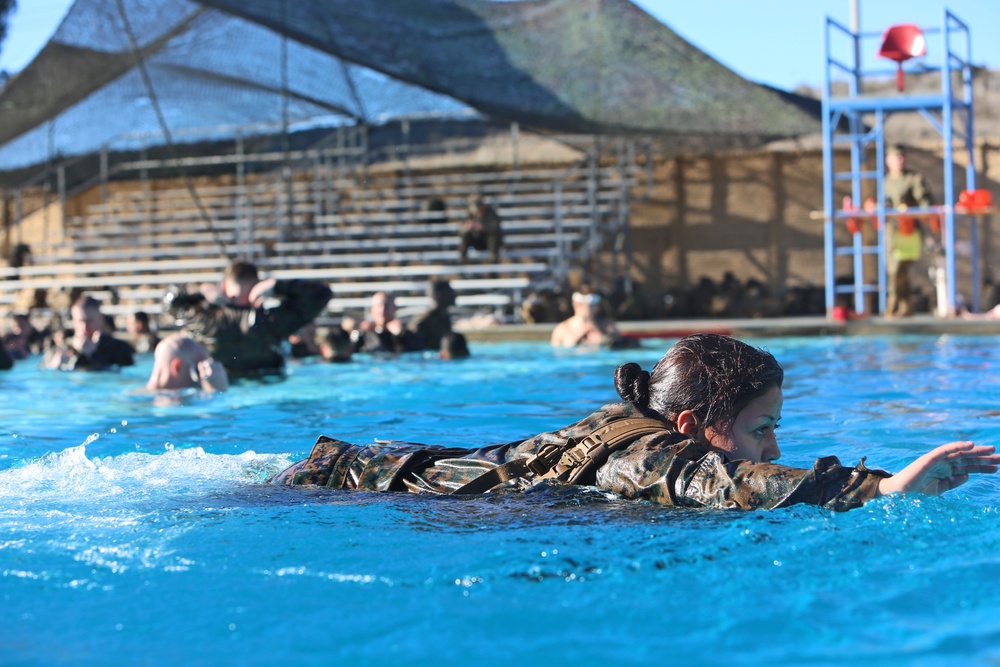 7th ESB Marines test their amphibious abilities during swim qualification