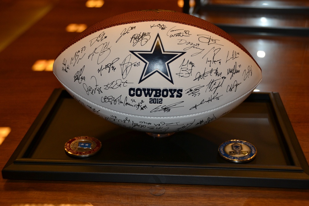 Signed Dallas Cowboys football for WWII and Korean War veteran