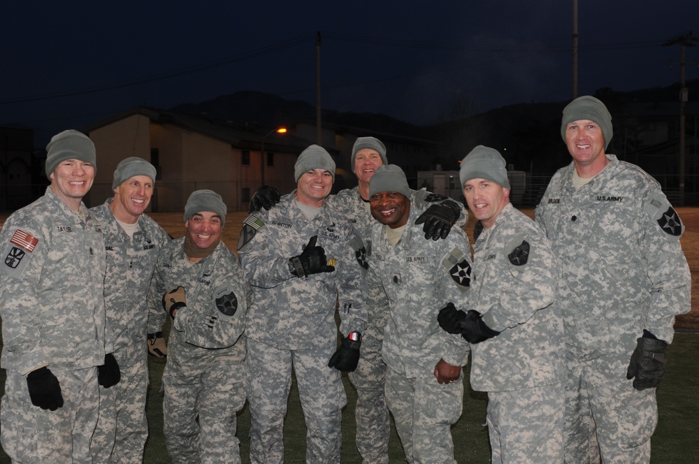 Senior leaders from 210th Field Artillery Brigade participate in Warrior Leader Crucible team competition