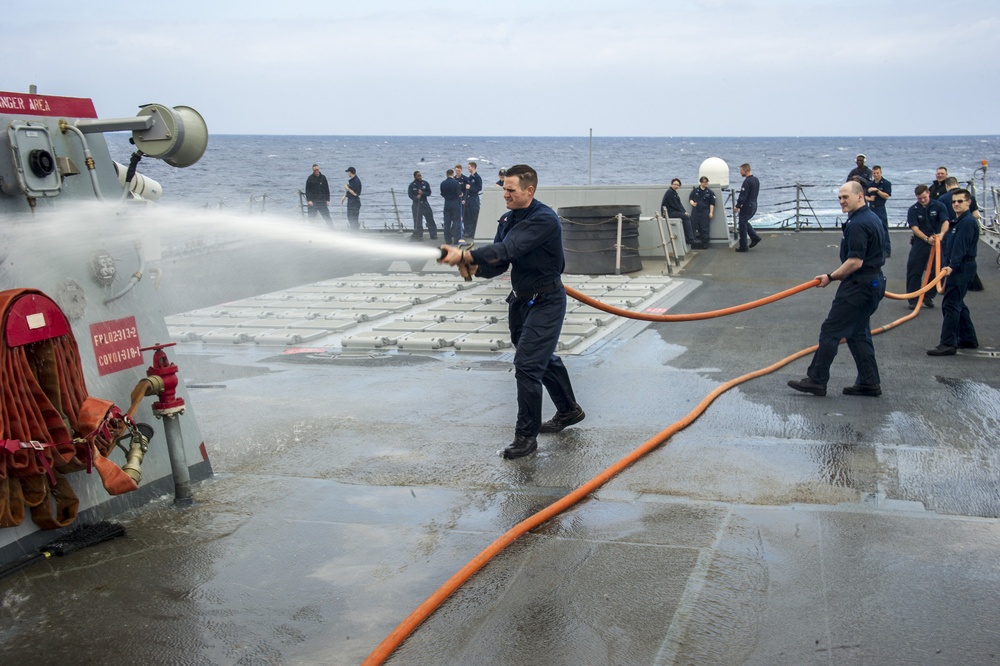 USS McCampbell sailors at work