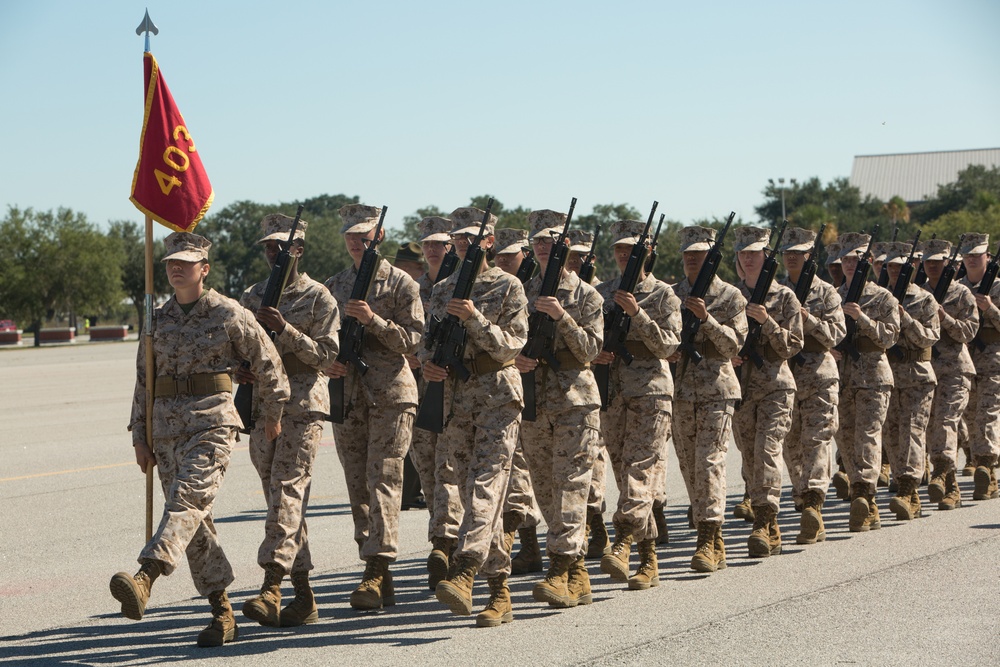 Marine recruits judged on discipline during a final drill evaluation on Parris Island