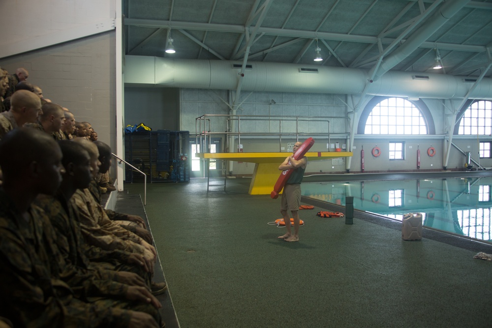 Marine recruits learn survival swim skills on Parris Island