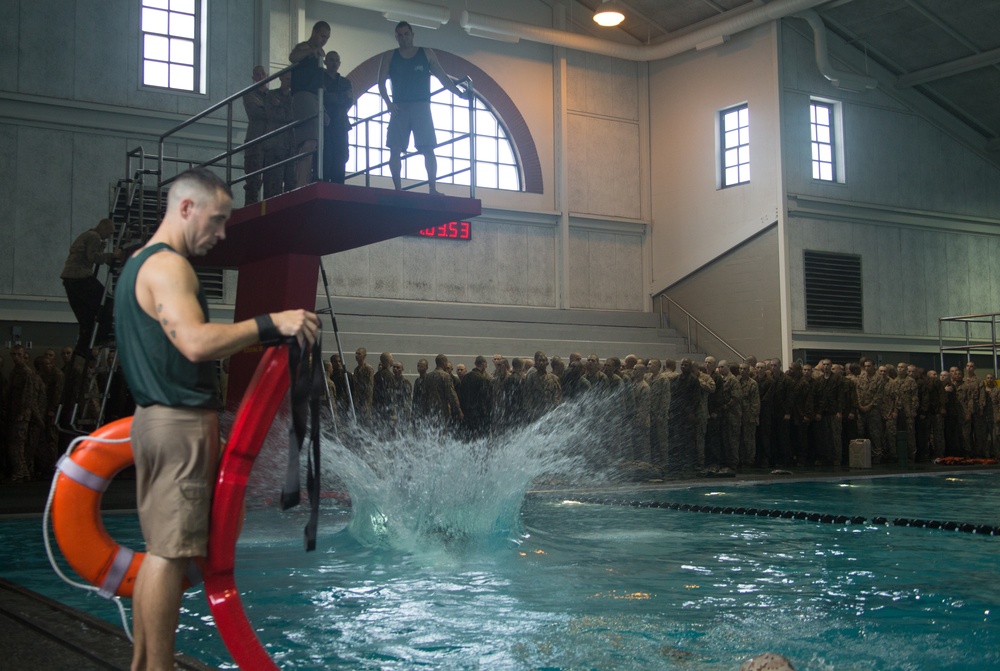 Marine recruits learn survival swim skills on Parris Island