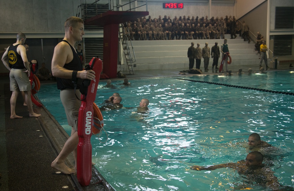 Marine recruits learn survival swim skills on Parris Island