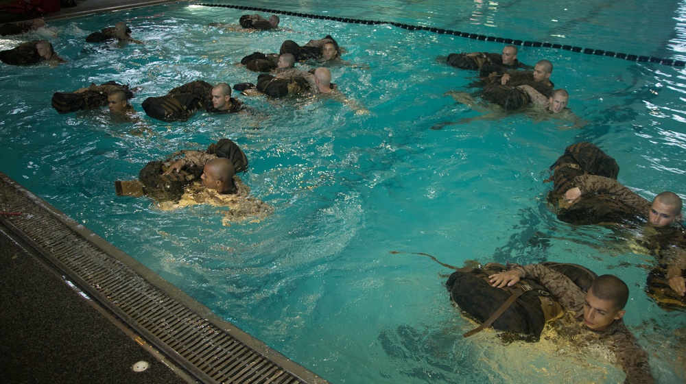 Marine recruits learn survival swim skills on Parris Island