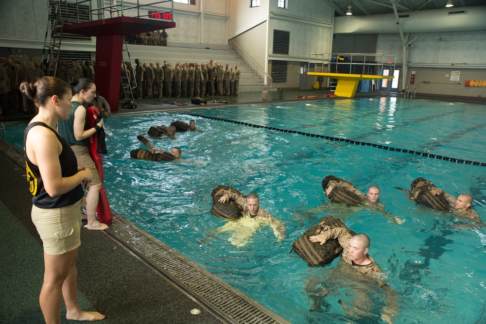 Sink or swim – to become Marines recruits must learn to survive the sea