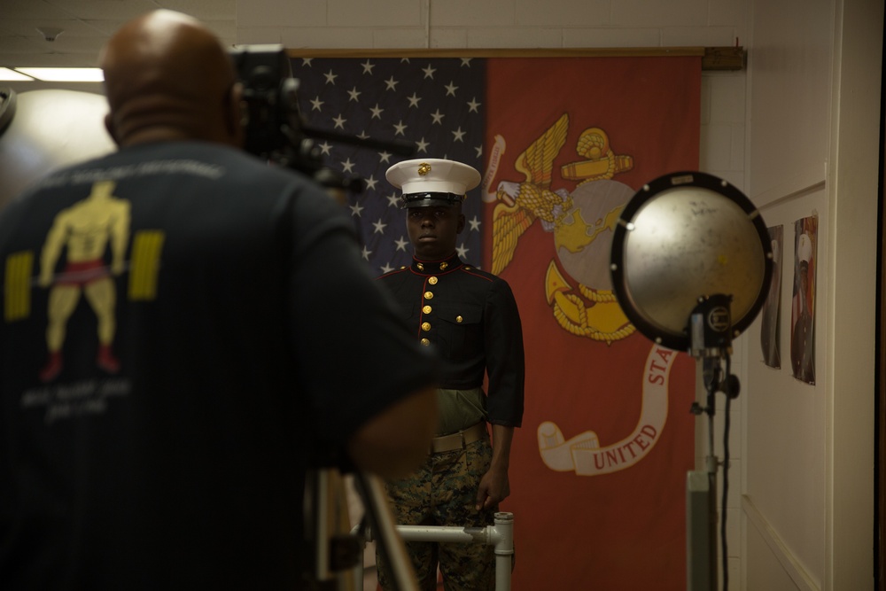 Parris Island recruits posed for their first official Marine Corps photo