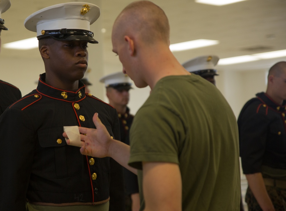 Parris Island recruits posed for their first official Marine Corps photo