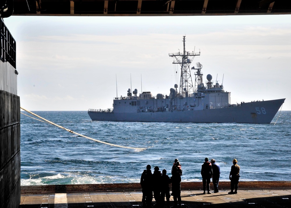 USS New York departs