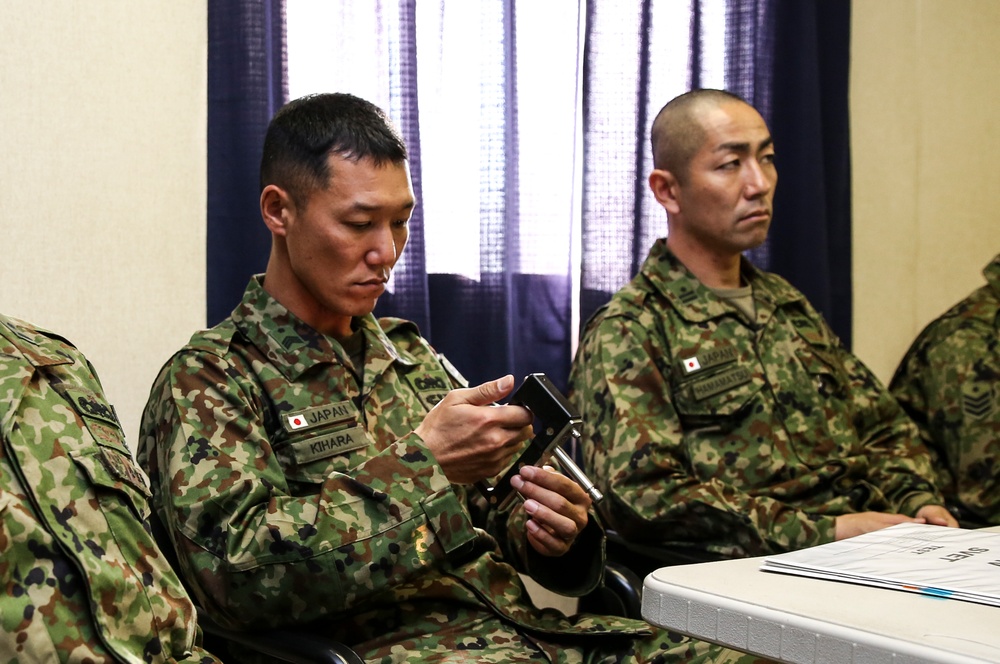 Japanese soldiers receive water survival training