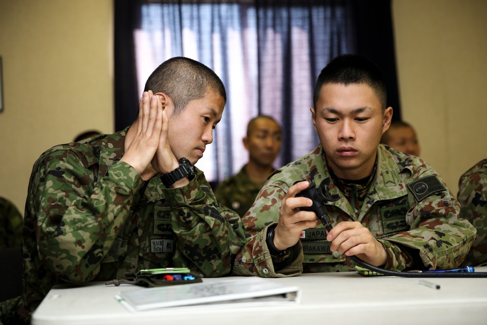 Japanese soldiers receive water survival training