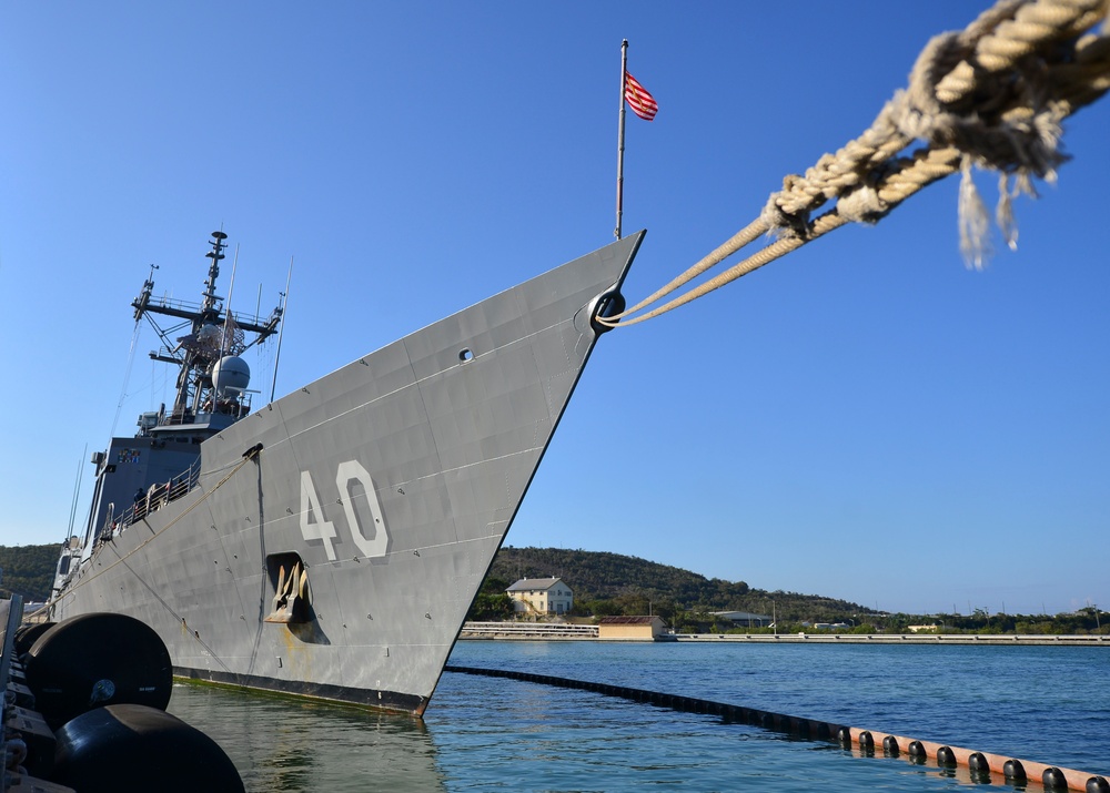 USS Halyburton moored at Naval Station Guantanamo Bay