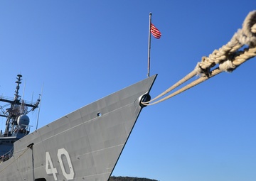 USS Halyburton moored at Naval Station Guantanamo Bay