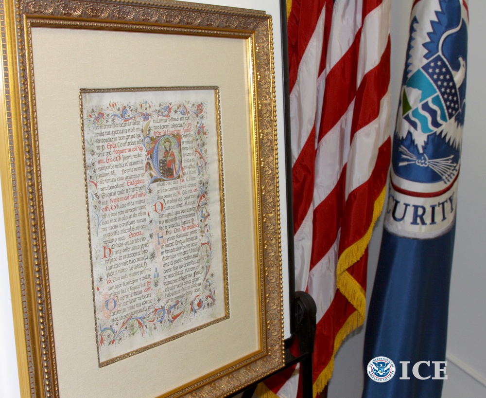 HSI returns 15th century manuscript to the Italian government