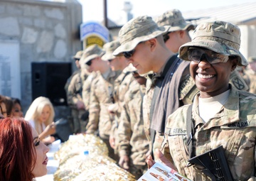 Redskins; Cheering for Patriot troops at FOB Fenty