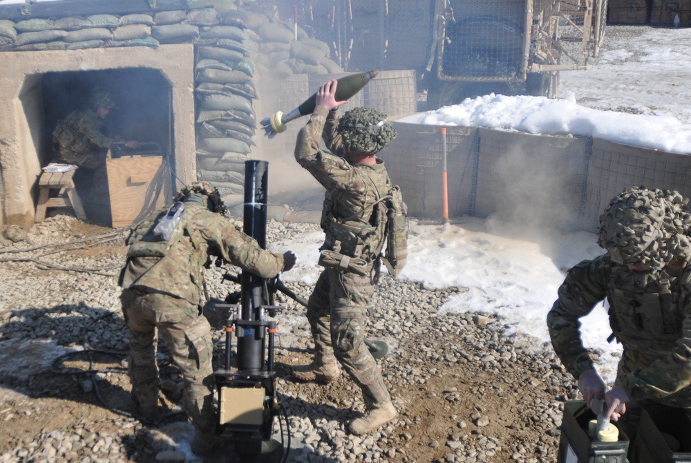 Spartans conduct mortar live fire in Afghanistan