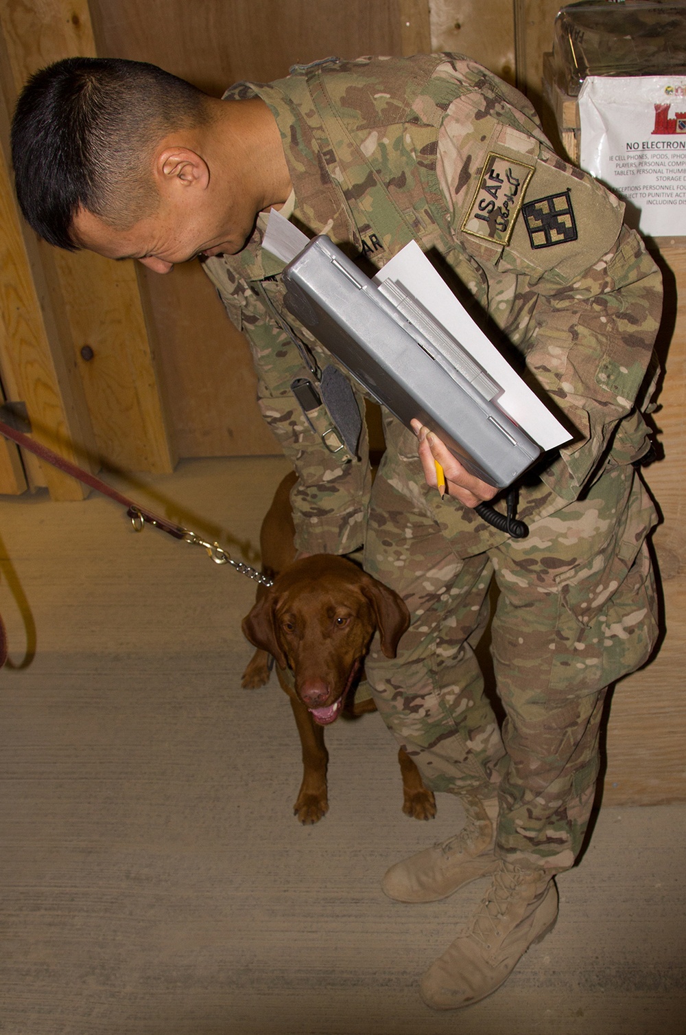 Combat Stress Dog Maj. Eden visits the soldiers of the 365th Engineer Battalion