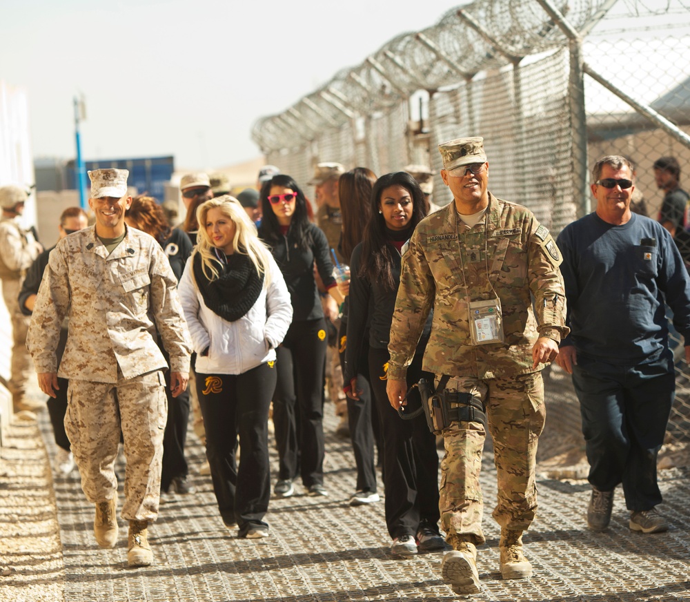 Redskins cheerleaders visit troops in Helmand