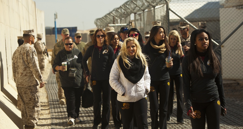 Redskins cheerleaders visit troops in Helmand