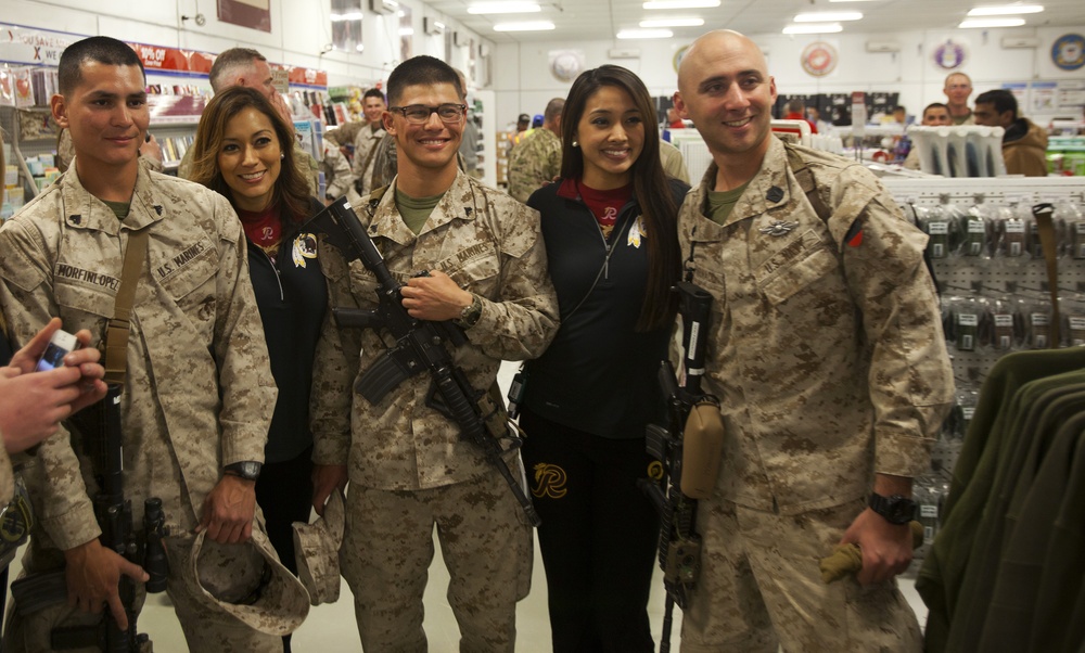 Redskins cheerleaders visit troops in Helmand