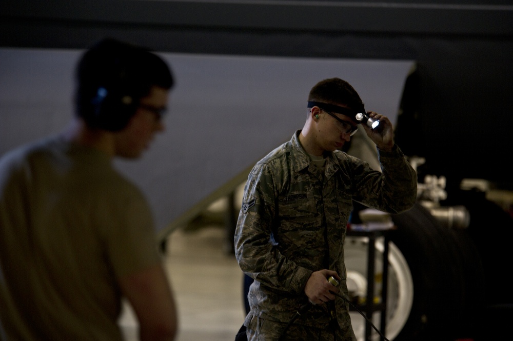 5th AMXS loads bombs for an upcoming inspection