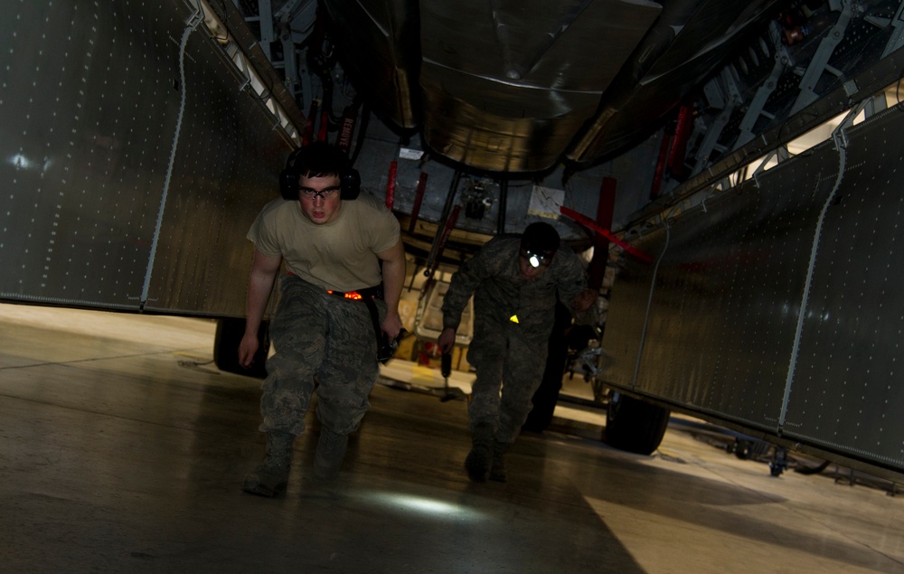 5th AMXS loads bombs for an upcoming inspection