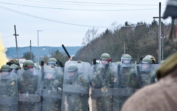 Multinationa soldiers deal with riots, fire at JMRC