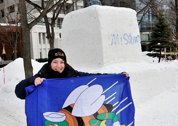 2014 Navy Misawa snow team commence work on snow sculpture