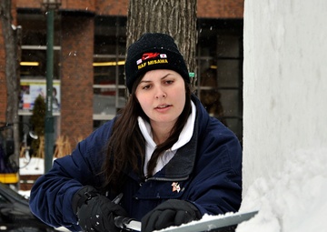 2014 Navy Misawa snow team commence work on snow sculpture