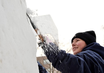 2014 Navy Misawa snow team commence work on snow sculpture