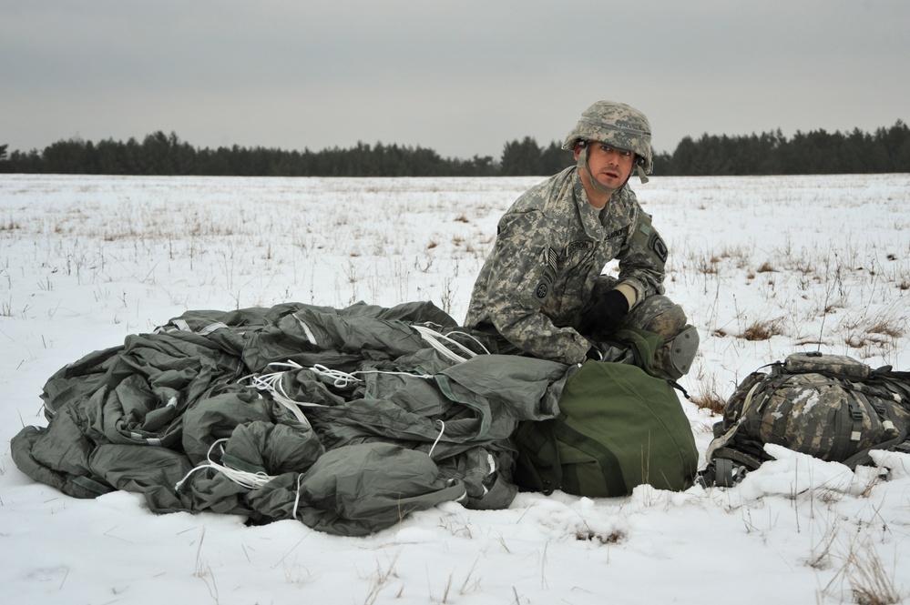 173rd Infantry Brigade Combat Team (Airborne) equipment and personnel drop in Grafenwoehr, Germany