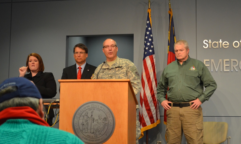 Adjutant general of North Carolina at winter storm press conference
