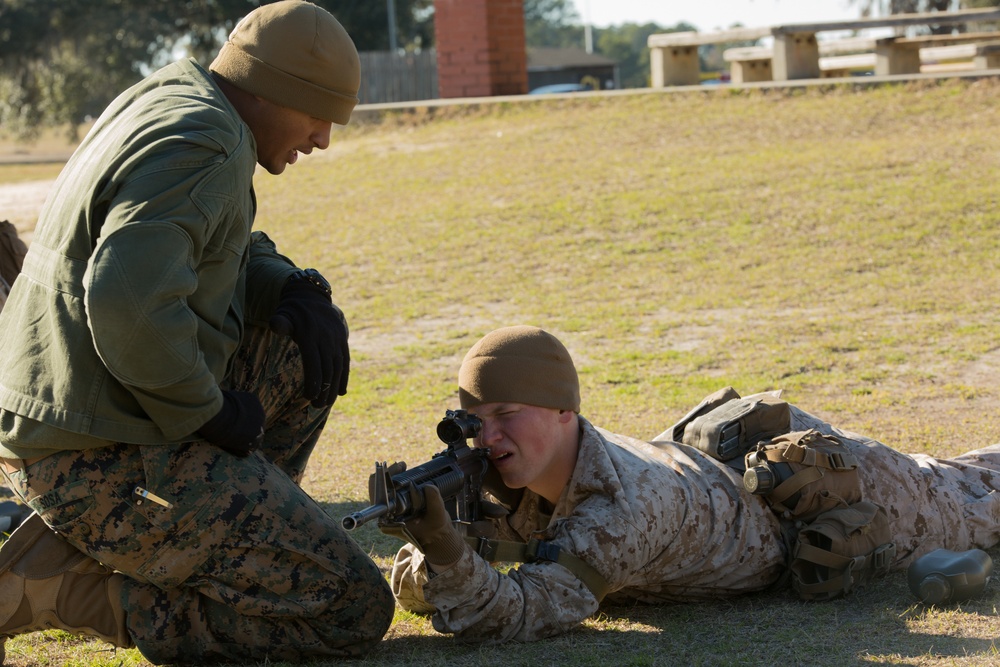 Parris Island primary marksmanship instructors train recruits to be basic Marine riflemen