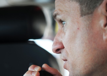 Lt. Cmdr. Andrew Vanskike maintains vessel traffic at Maverick Surf Invitational