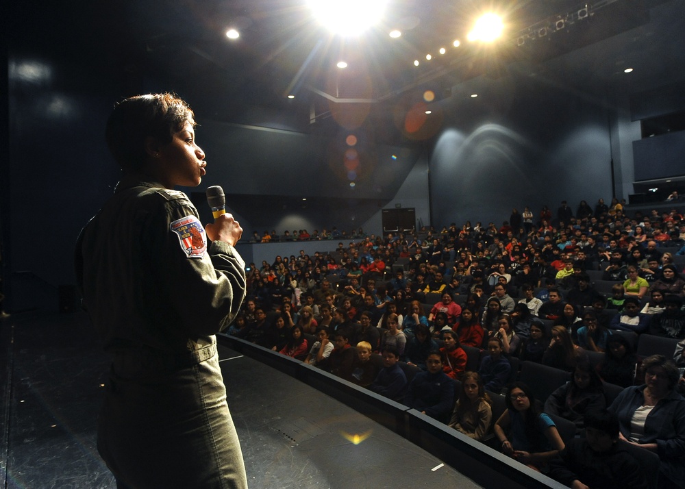 Air Station Kodiak, Alaska, pilots visit local middle school