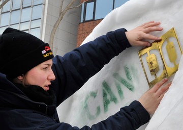2014 Navy Misawa Snow Team makes progress on snow sculpture