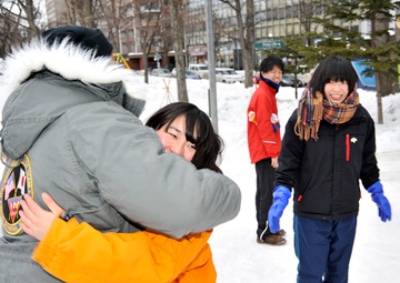 2014 Navy Misawa Snow Team completes 'Fighting Bee' snow sculpture