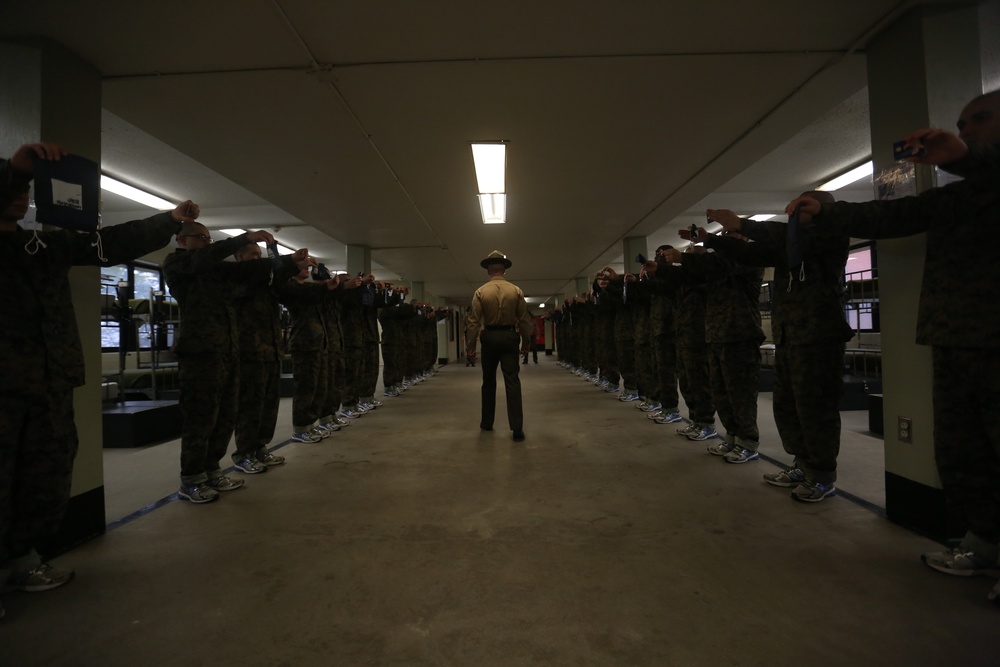 Photo Gallery: Recruits meet Parris Island drill instructors who will train them throughout Marine boot camp