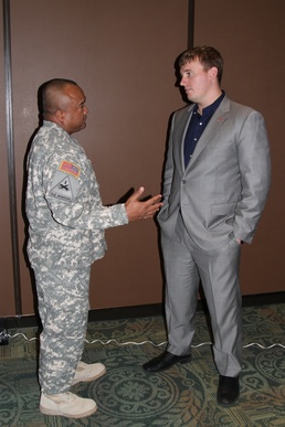 Soldiers transition from fatigues to suits and ties