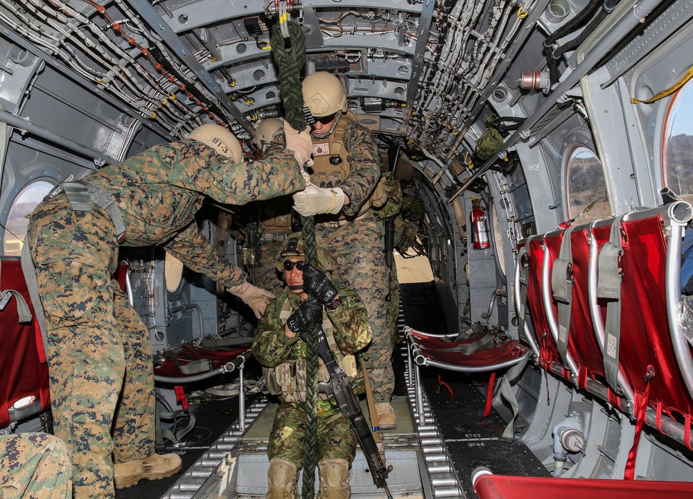 Marine train JGSDF on fast rope