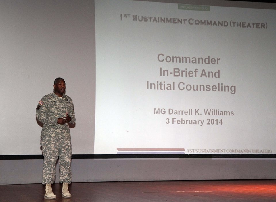 1st TSC commander holds first town hall