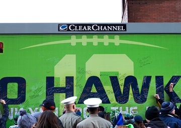 Seattle Marines join in Seahawks' Super Bowl victory parade