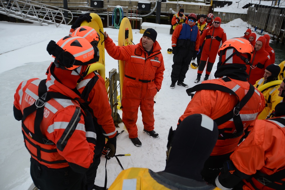 Coast Guard, DNR, local fire departments conduct ice-rescue training