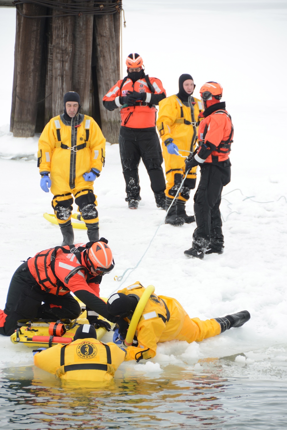 Coast Guard, DNR, local fire departments conduct ice-rescue training