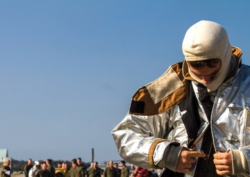 Marines host Ginowan Fire Department for firefighter rodeo