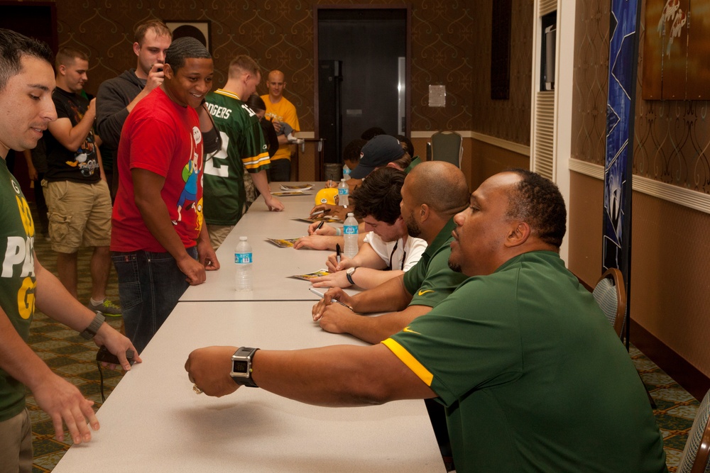 NFL players visit service members on Camp Shields